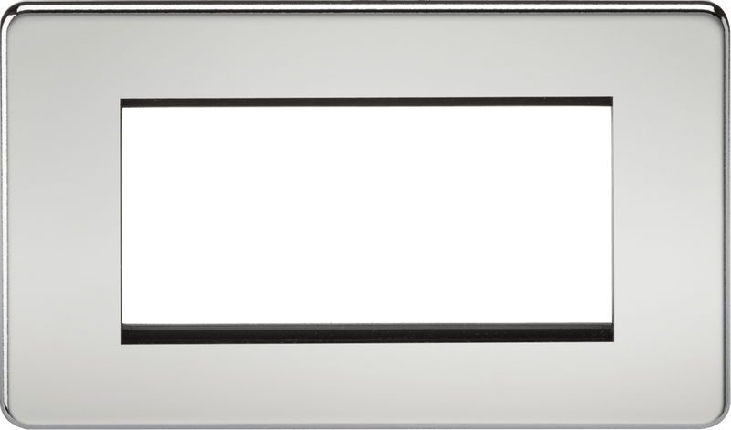 Knightsbridge MLA SF4GPC Screwless 4G Modular Faceplate - Polished Chrome - Knightsbridge MLA - Falcon Electrical UK