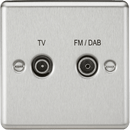 Knightsbridge MLA CL016BC Diplex TV & FM Dab Outlet - Rounded Edge Brushed Chrome - Knightsbridge MLA - Falcon Electrical UK