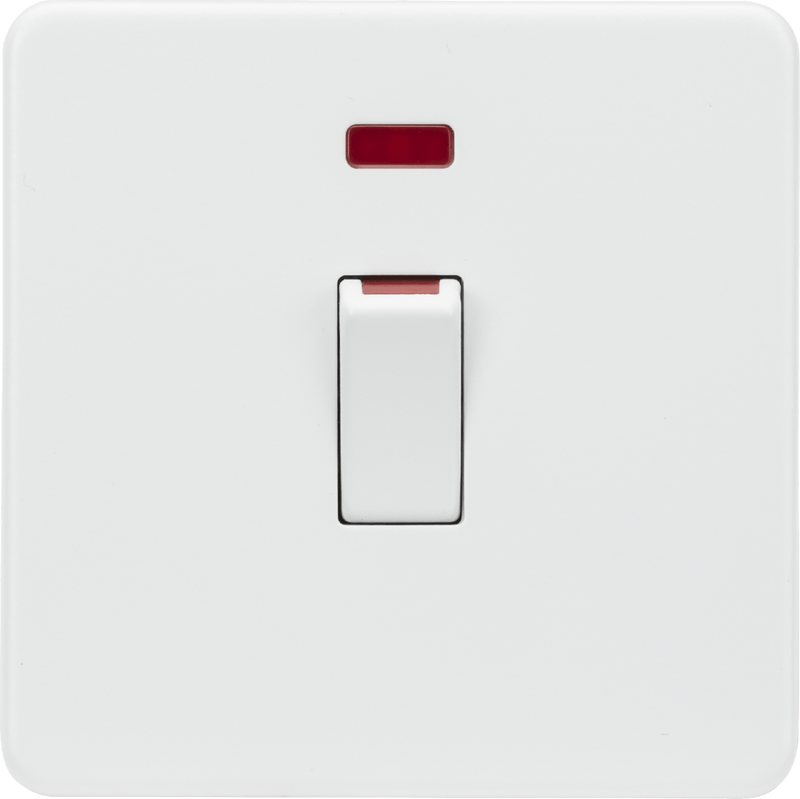 Knightsbridge MLA SF81MNMW 45A 1G DP switch with neon - matt white - Knightsbridge MLA - Falcon Electrical UK