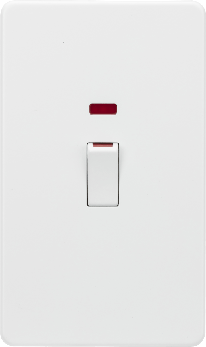 Knightsbridge MLA SF82MNMW 45A 2G DP switch with neon - matt white - Knightsbridge MLA - Falcon Electrical UK