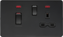 Knightsbridge MLA SFR83MNMBB 45A DP switch and 13A switched socket with neons - matt black - Knightsbridge MLA - Falcon Electrical UK