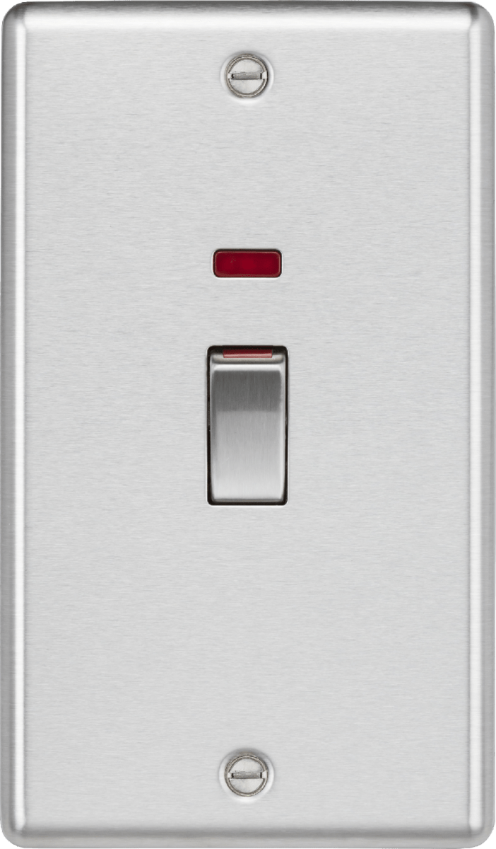Knightsbridge MLA CL82MNBC 45A 2G DP Switch with neon - brushed chrome - Knightsbridge MLA - Falcon Electrical UK