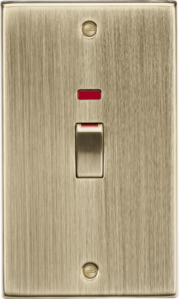 Knightsbridge MLA CS82MNAB 45A 2G DP switch with neon - antique brass - Knightsbridge MLA - Falcon Electrical UK