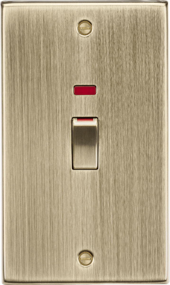 Knightsbridge MLA CS82MNAB 45A 2G DP switch with neon - antique brass - Knightsbridge MLA - Falcon Electrical UK