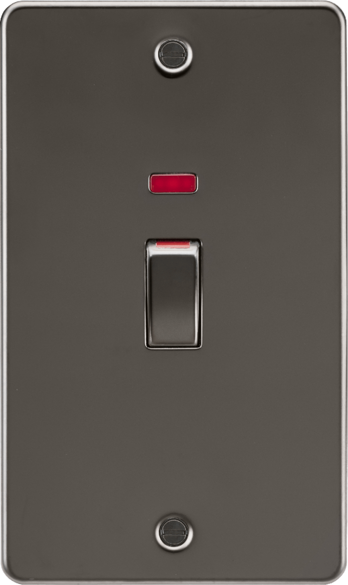 Knightsbridge MLA FP82MNGM 45A 2G DP Switch with neon - gunmetal - Knightsbridge MLA - Falcon Electrical UK