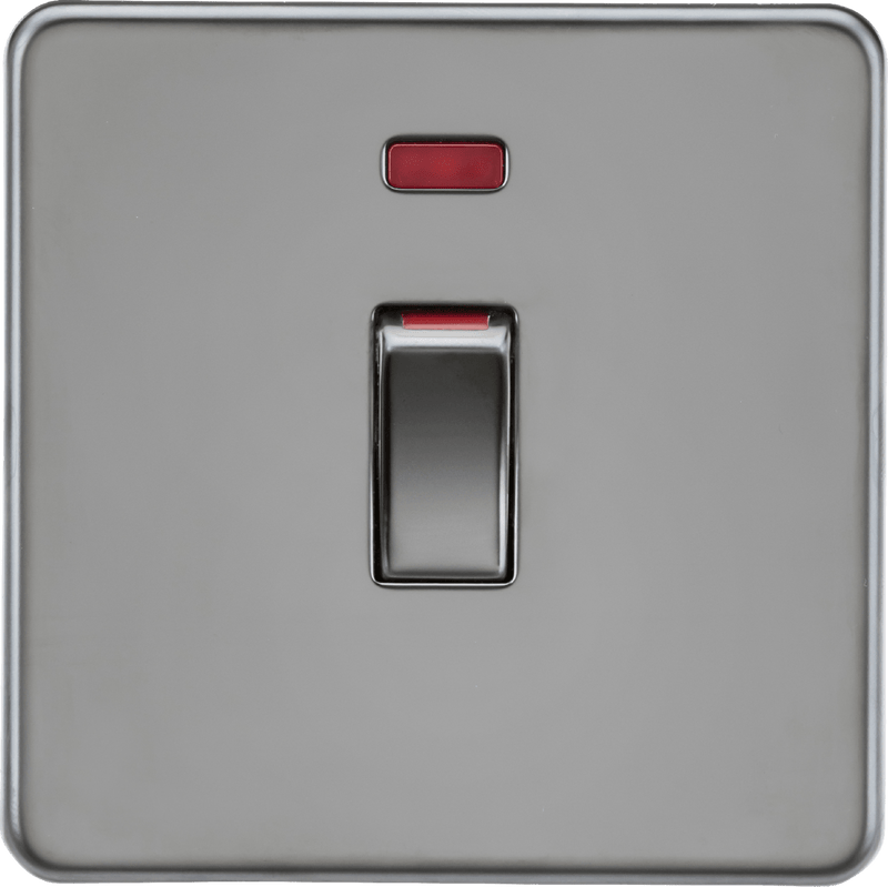 Knightsbridge MLA SF81MNBN 45A 1G DP switch with neon - black nickel - Knightsbridge MLA - Falcon Electrical UK