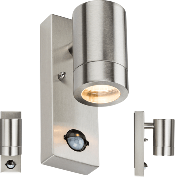 Knightsbridge MLA WALL5LSS 230V IP44 GU10 Stainless Steel Wall Light with Pir - Knightsbridge MLA - Falcon Electrical UK