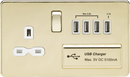 Knightsbridge MLA SFR7USB4PBW Screwless 13A switched socket with quad USB charger (5.1A) - polished brass with white insert - Knightsbridge MLA - Falcon Electrical UK