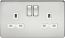 Knightsbridge MLA SFR9000PCW Screwless 13A 2G DP switched socket - polished chrome with white insert - Knightsbridge MLA - Falcon Electrical UK