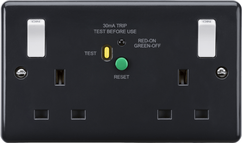 Knightsbridge MLA PM9RCD 13A 2G DP RCD switched socket with white outboard rockers (Type-A) [Part M compliant] - Knightsbridge MLA - Falcon Electrical UK