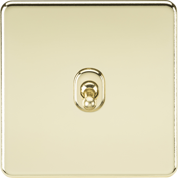 Knightsbridge MLA SF1TOGPB Screwless 10AX 1G 2-Way Toggle Switch - Polished Brass - Knightsbridge MLA - Falcon Electrical UK