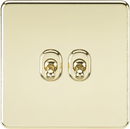Knightsbridge MLA SF2TOGPB Screwless 10AX 2G 2-Way Toggle Switch - Polished Brass - Knightsbridge MLA - Falcon Electrical UK