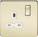 Knightsbridge MLA SFR7000PBW Screwless 13A 1G DP switched socket - polished brass with white insert - Knightsbridge MLA - Falcon Electrical UK