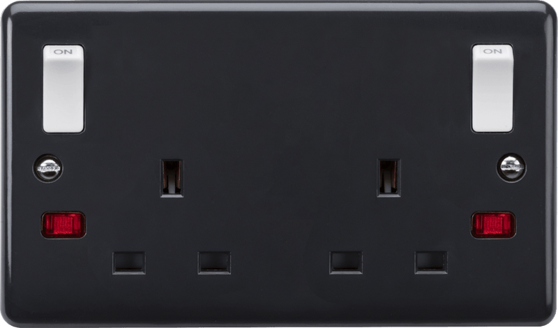 Knightsbridge MLA PM9001N 13A 2G DP switched socket with white outboard rockers and neons [Part M compliant] - Knightsbridge MLA - Falcon Electrical UK