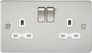 Knightsbridge MLA FPR9000BCW Flat plate 13A 2G DP switched socket - brushed chrome with white insert - Knightsbridge MLA - Falcon Electrical UK