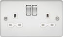 Knightsbridge MLA FPR9000PCW Flat plate 13A 2G DP switched socket - polished chrome with white insert - Knightsbridge MLA - Falcon Electrical UK