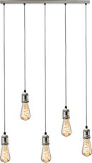 Knightsbridge MLA CALVI5BBC CALLA - 230V E27 Vintage 5 Light Bar Pendant - Brushed Chrome - Knightsbridge MLA - Falcon Electrical UK