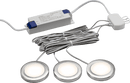 Knightsbridge MLA UNDKIT3BCWW 230V IP20 2.5W LED Dimmable Under Cabinet Lights in Brushed Chrome - Pack of 3 - 3000K - Knightsbridge MLA - Falcon Electrical UK