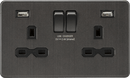 Knightsbridge MLA SFR9224SB 13A 2G switched socket with dual USB charger A + A (2.4A) - Smoked bronze - Knightsbridge MLA - Falcon Electrical UK