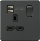Knightsbridge MLA SFR9124AT Screwless 13A 1G switched socket with dual USB charger (2.4A) - Anthracite - Knightsbridge MLA - Falcon Electrical UK