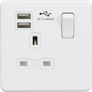 Knightsbridge MLA SFR9124MW Screwless 13A 1G switched socket with dual USB charger (2.4A) - matt white - Knightsbridge MLA - Falcon Electrical UK
