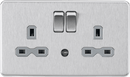 Knightsbridge MLA SFR9NLBCG 13A 2G DP switched socket with night light function - Brushed chrome with grey insert - Knightsbridge MLA - Falcon Electrical UK