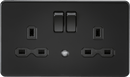 Knightsbridge MLA SFR9NLMBB 13A 2G DP switched socket with night light function - Matt black - Knightsbridge MLA - Falcon Electrical UK