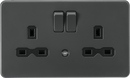 Knightsbridge MLA SFR9NLAT 13A 2G DP switched socket with night light function - Anthracite - Knightsbridge MLA - Falcon Electrical UK
