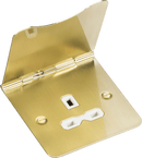 Knightsbridge MLA FPR7UBBW 13A 1G unswitched floor socket - brushed brass with white insert - Knightsbridge MLA - Falcon Electrical UK
