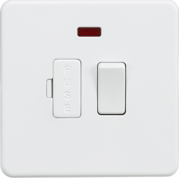 Knightsbridge MLA SF6300NMW Screwless 13A Switched Fused Spur Unit with Neon - Matt White - Knightsbridge MLA - Falcon Electrical UK