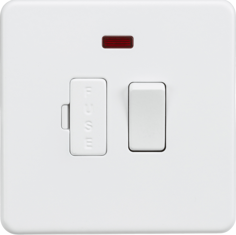 Knightsbridge MLA SF6300NMW Screwless 13A Switched Fused Spur Unit with Neon - Matt White - Knightsbridge MLA - Falcon Electrical UK