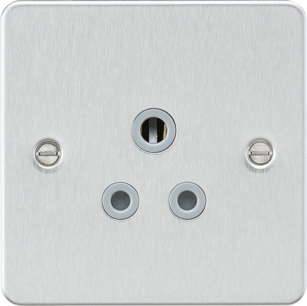 Knightsbridge MLA FP5ABCG Flat plate 5A unswitched socket - brushed chrome with grey insert - Knightsbridge MLA - Falcon Electrical UK