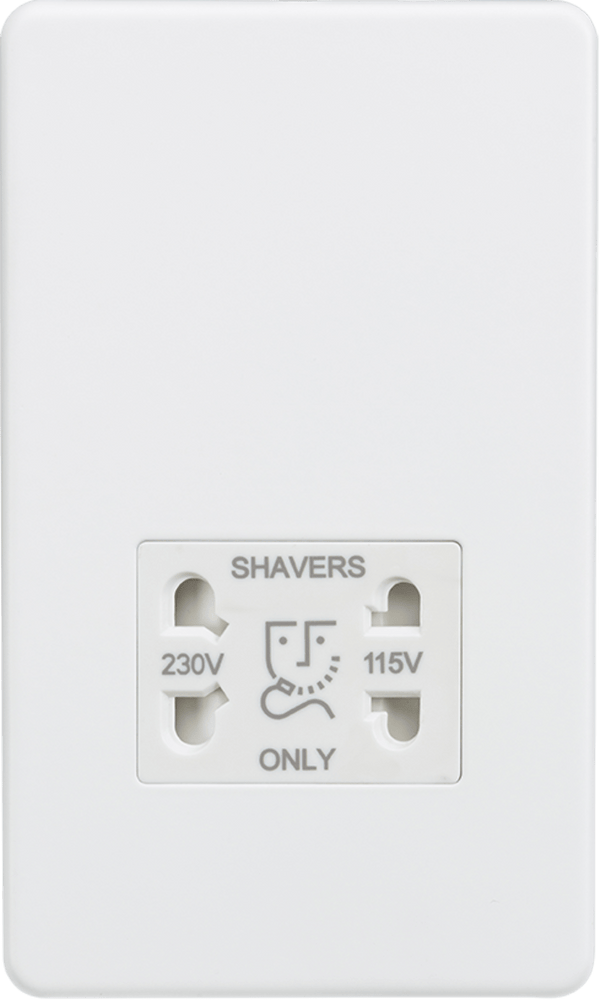 Knightsbridge MLA SF8900MW Screwless 115/230V Dual Voltage Shaver Socket - Matt White - Knightsbridge MLA - Falcon Electrical UK
