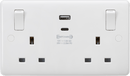 Knightsbridge MLA CU9003 13A 2G Switched socket with outboard rockers and dual USB (A+C) QC18W / PD45W - Knightsbridge MLA - Falcon Electrical UK