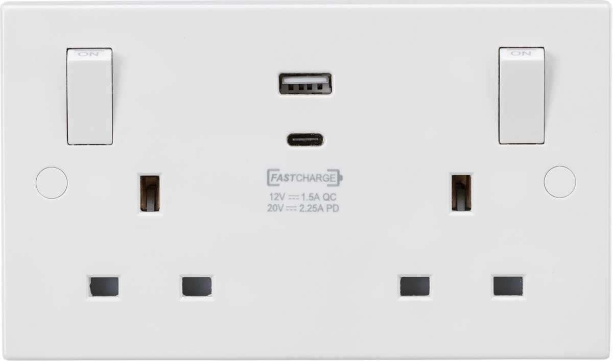 Knightsbridge MLA SN9003 13A 2G Switched socket with outboard rockers ...