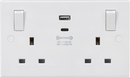 Knightsbridge MLA SN9003 13A 2G Switched socket with outboard rockers and dual USB (A+C) QC18W / USB-PD 45W - Knightsbridge MLA - Falcon Electrical UK