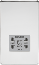 Knightsbridge MLA SF8900PCG Screwless 115/230V Dual Voltage Shaver Socket - Polished Chrome with Grey Insert - Knightsbridge MLA - Falcon Electrical UK