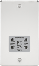 Knightsbridge MLA FP8900PCG Flat Plate 115/230V dual voltage shaver socket - polished chrome with grey insert - Knightsbridge MLA - Falcon Electrical UK