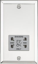 Knightsbridge MLA CV89PCG 115-230V Dual Voltage Shaver Socket with Grey Insert - Bevelled Edge Polished Chrome - Knightsbridge MLA - Falcon Electrical UK