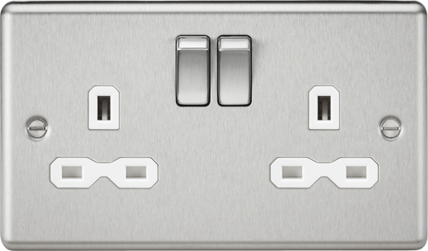 Knightsbridge MLA CL9BCW 13A 2G DP Switched Socket with White Insert - Rounded Edge Brushed Chrome - Knightsbridge MLA - Falcon Electrical UK