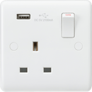 Knightsbridge MLA CU9903 Curved Edge 13A 1G Switched Socket with USB Charger (5V DC 2.1A) - Knightsbridge MLA - Falcon Electrical UK