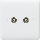 Knightsbridge MLA CU0110 Curved Edge Twin Coax TV Outlet (non-isolated) - Knightsbridge MLA - Falcon Electrical UK