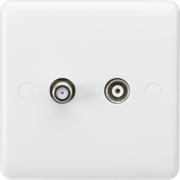 Knightsbridge MLA CU0140 Curved Edge Coax TV and SAT TV Outlet - Knightsbridge MLA - Falcon Electrical UK