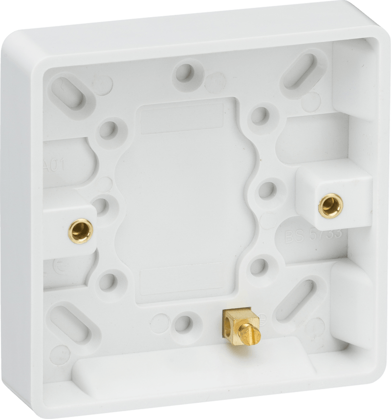 Knightsbridge MLA CU1300 Curved Edge Single 16mm Pattress Box with Earth Terminal - Knightsbridge MLA - Falcon Electrical UK