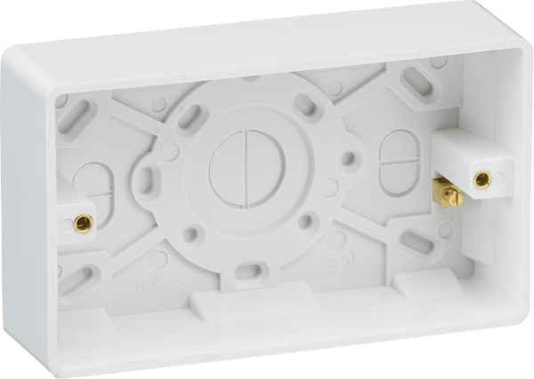 Knightsbridge MLA CU1800 Curved Edge Double 35mm Pattress Box with Earth Terminal - Knightsbridge MLA - Falcon Electrical UK