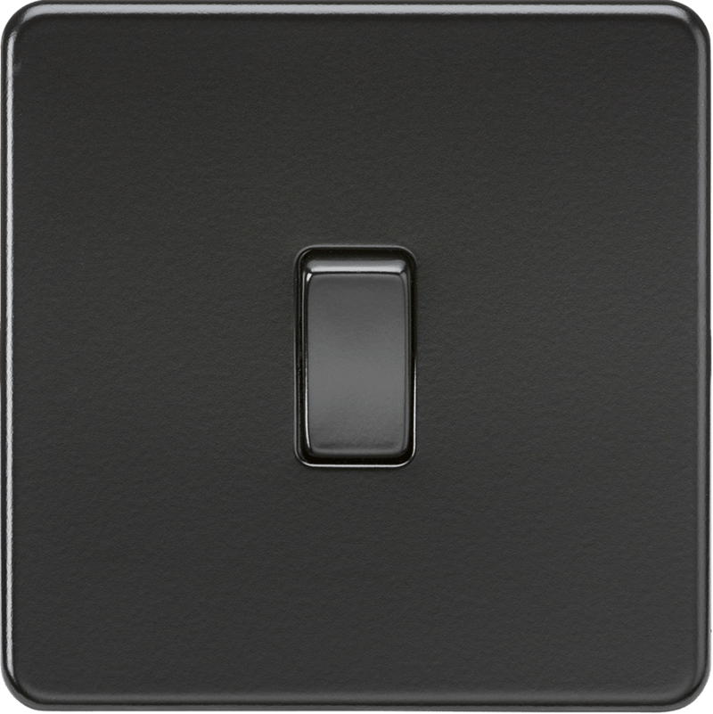 Knightsbridge MLA SF2000MBB Screwless 10AX 1G 2-Way Switch - Matt Black with black rocker - Knightsbridge MLA - Falcon Electrical UK