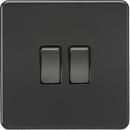 Knightsbridge MLA SF3000MBB Screwless 10AX 2G 2-Way Switch - Matt Black with black rockers - Knightsbridge MLA - Falcon Electrical UK