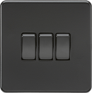 Knightsbridge MLA SF4000MBB Screwless 10AX 3G 2-Way Switch - Matt Black with black rockers - Knightsbridge MLA - Falcon Electrical UK