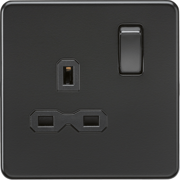 Knightsbridge MLA SFR7000MBB Screwless 13A 1G DP switched socket - Matt black with black insert - Knightsbridge MLA - Falcon Electrical UK