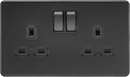 Knightsbridge MLA SFR9000MBB Screwless 13A 2G DP switched socket - matt black with black insert - Knightsbridge MLA - Falcon Electrical UK